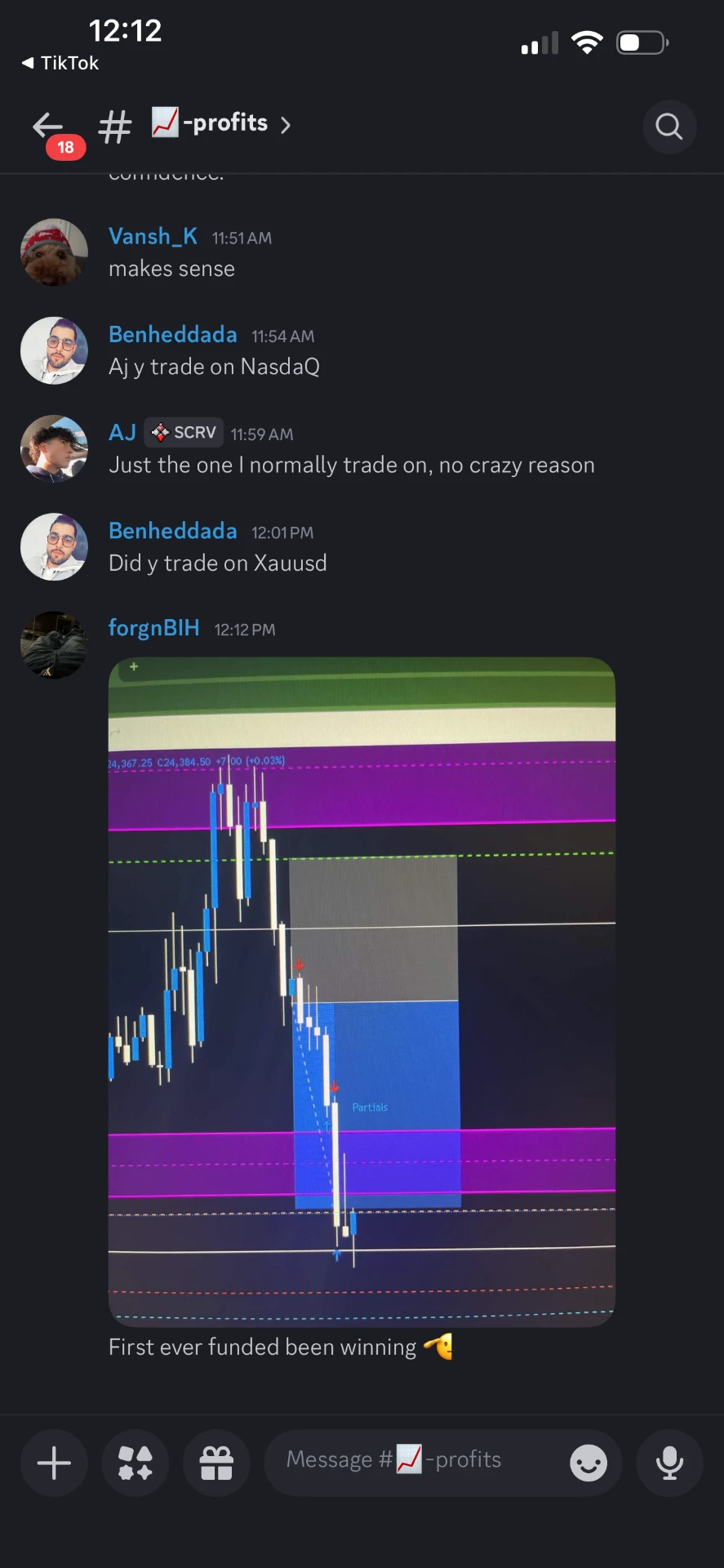 Trader posting a first funded account win
