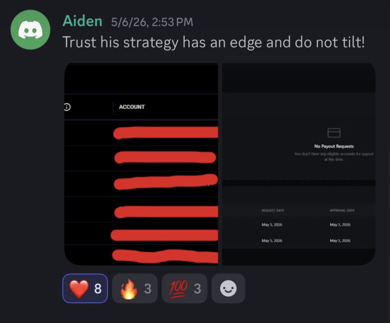 Aiden posting approved payout requests