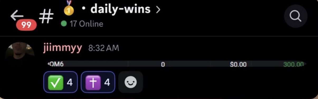 jiimmyy posting a win in the daily-wins channel