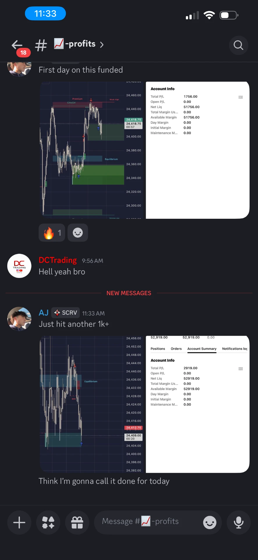 AJ posting another 1k+ day — net liquidation 52,919.00